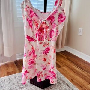 Floral Pink and White Dress